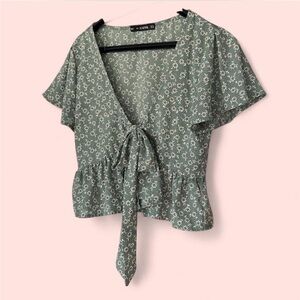 Zaful Women's Floral Tie Shirt Boho Fairycore